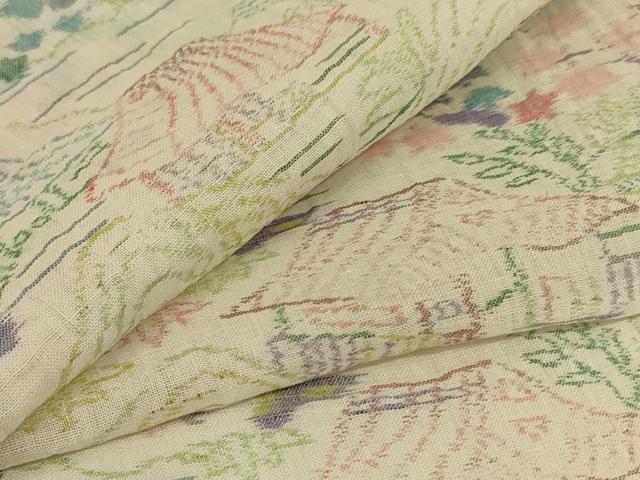 平和屋着物*夏物 本場小千谷ちぢみ 風景文 麻 逸品 AABL2799jd