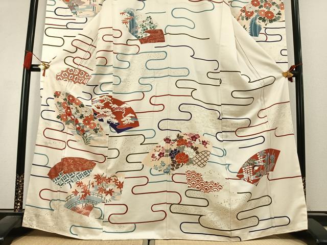 平和屋着物●豪華振袖 刺繍 地紙鴛鴦花文 金彩 正絹 逸品 AABL2802fy