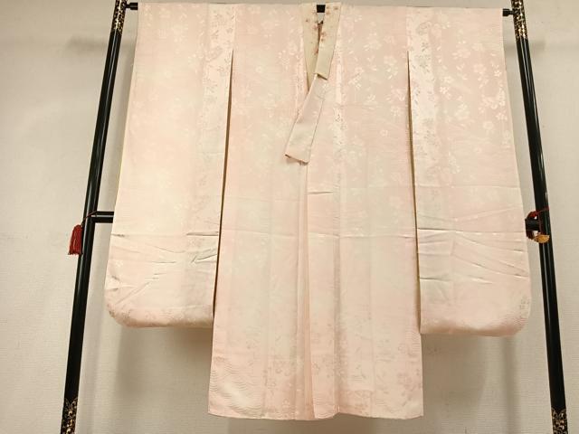 平和屋着物●振袖用長襦袢 袷 花蝶地紋 暈し染め 半衿刺繍 正絹 逸品 AABL2803fy