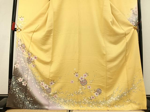 平和屋着物●豪華振袖 駒刺繍 舞桜鞠文 暈し染め 金彩 正絹 逸品 AABL2806fy