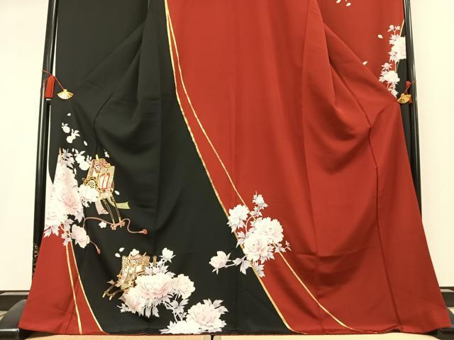 平和屋着物●豪華振袖 駒刺繍 御所車花文 金彩 京都きもの友禅扱い 逸品 AABL2809fy