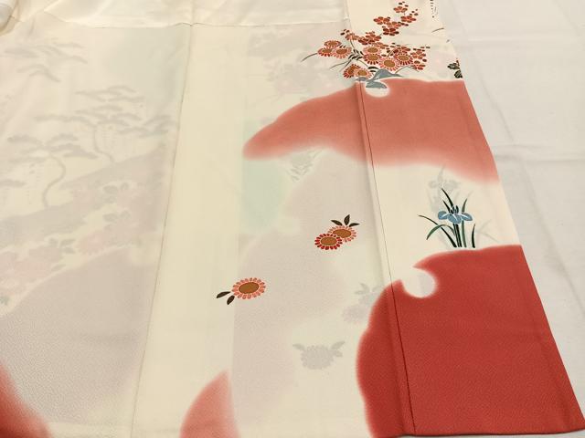 平和屋着物●豪華振袖 駒刺繍 風景花文 暈し染め 金彩 正絹 逸品 AABL2810fy
