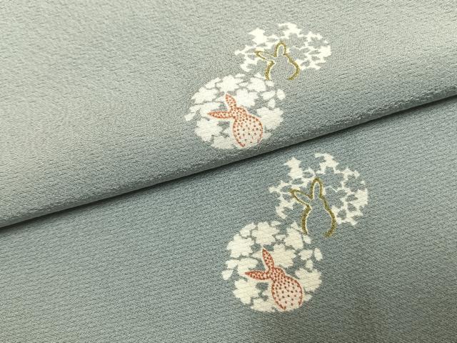 平和屋着物●上質な小紋 兎花文 ロング丈 正絹 逸品 未使用 AABL2811fy