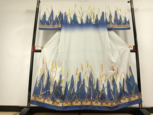 平和屋着物●訪問着 稲穂 暈し染め 金彩 正絹 逸品 未使用 AABL2820fy