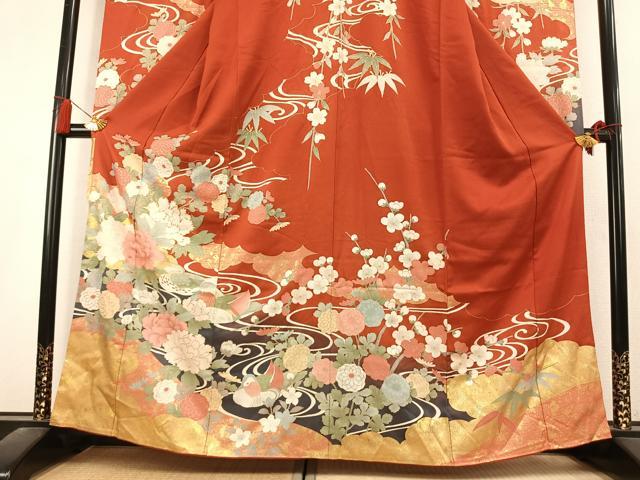 平和屋着物●豪華振袖 駒刺繍 花鳥文 金彩 正絹 逸品 AABL2823fy