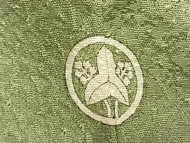 平和屋着物●本草木染作家 瑞寶 色無地 紋意匠 裏葉柳色 三越扱い 正絹 逸品 AABL2827fy