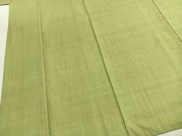 平和屋着物●結城紬 色無地 抹茶色 正絹 逸品 AABL2832fy