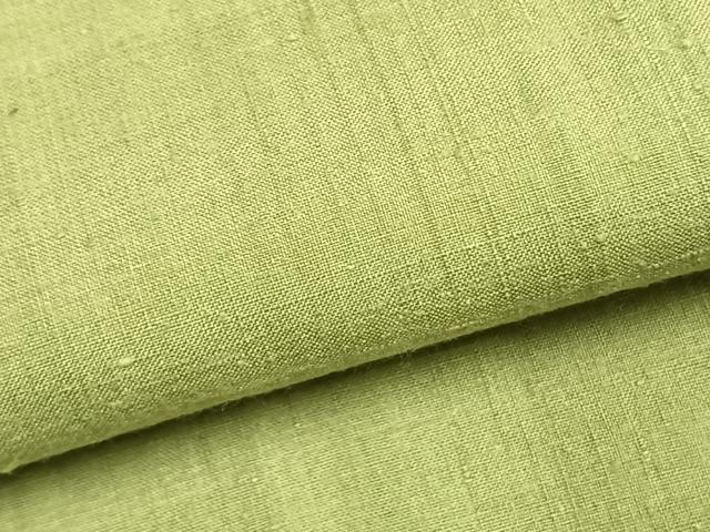 平和屋着物●結城紬 色無地 抹茶色 正絹 逸品 AABL2832fy