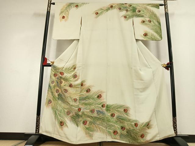 平和屋着物●訪問着 孔雀羽文 金糸 金彩 正絹 逸品 AABL2835fy