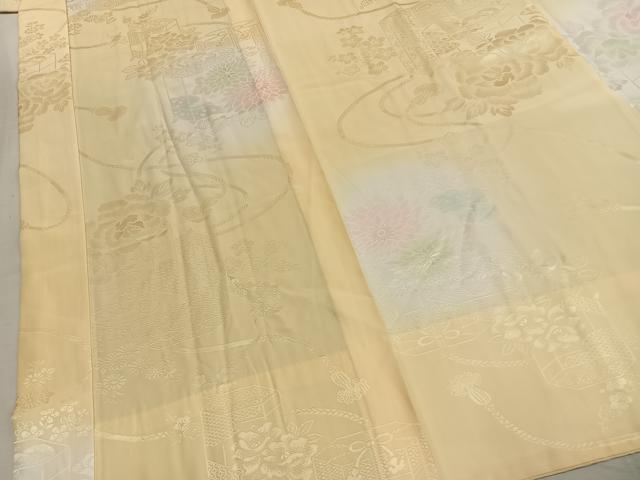 平和屋着物●振袖用長襦袢 無双仕立て 貝桶花地紋 暈し染め 正絹 逸品 AABL2842fy