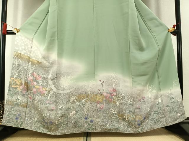 平和屋着物●訪問着 駒刺繍 草花文 暈し染め 金彩 正絹 逸品 未使用 AABL2849fy