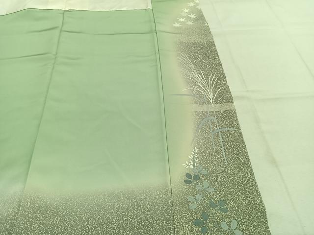 平和屋着物●訪問着 駒刺繍 草花文 暈し染め 金彩 正絹 逸品 未使用 AABL2849fy