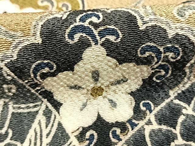 平和屋着物●上質な小紋 切嵌人物花文 鬼しぼ縮緬 正絹 逸品 AABL2853fy
