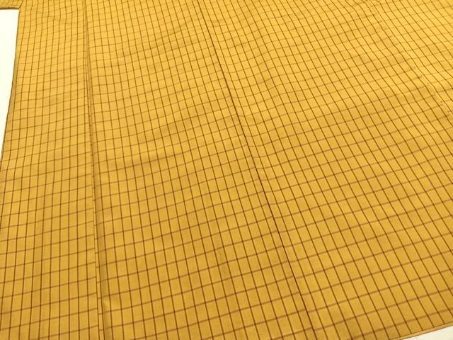 平和屋着物●本場黄八丈 平織 紬 格子 正絹 逸品 AABL2854fy