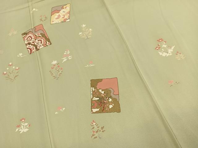 平和屋着物●訪問着 駒刺繍 色紙花文 金彩 正絹 逸品 AABL2855fy
