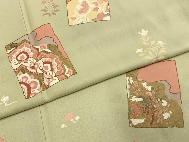 平和屋着物●訪問着 駒刺繍 色紙花文 金彩 正絹 逸品 AABL2855fy