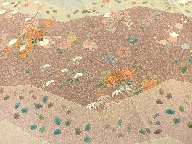 平和屋着物●訪問着 作家物 御所車花文 金彩 正絹 逸品 AABL2857fy