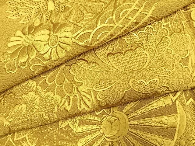 平和屋着物●豪華振袖 中国三大刺繍 スワトウ刺繍 汕頭刺繍 総刺繍 片輪車花地紋 芥子色 正絹 逸品 AABL2860fy