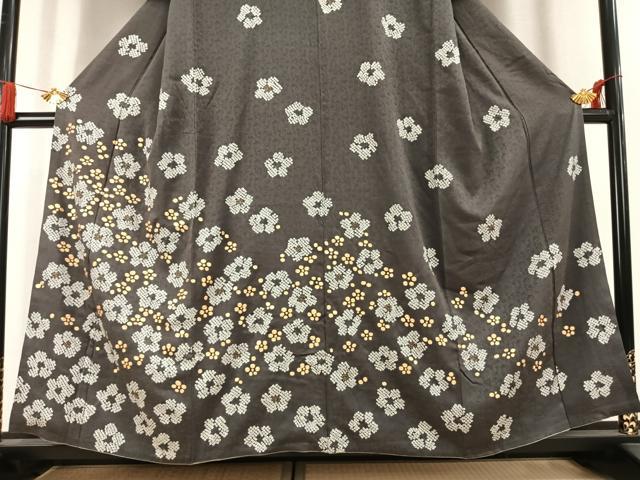 平和屋着物●訪問着 絞り 駒刺繍 舞花文 金彩 正絹 逸品 AABL2867fy