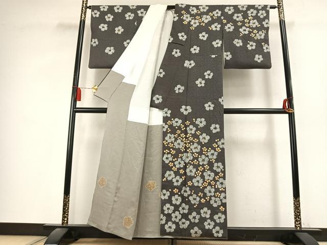 平和屋着物●訪問着 絞り 駒刺繍 舞花文 金彩 正絹 逸品 AABL2867fy