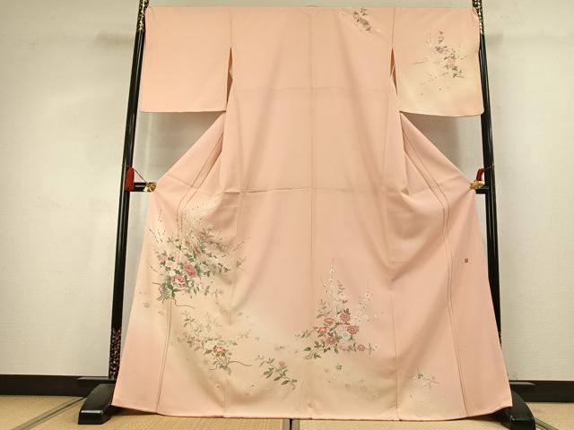 平和屋着物●訪問着 友禅 作家物 枝花文 暈し染め 正絹 逸品 AABL2868fy