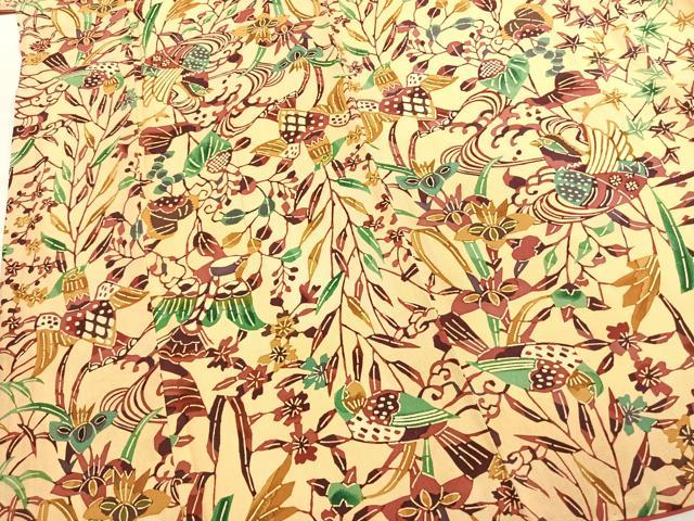平和屋着物●上質な小紋 型染め 花鳥文 正絹 逸品 AABL2872fy