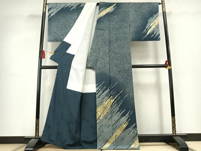 平和屋着物●皇室デザイナー 中村乃武夫 訪問着 幾何学文様 たたき染め 金彩 正絹 逸品 未使用 AABL2873fy