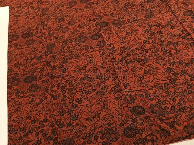 平和屋着物●上質な小紋 型染め 草花文 正絹 逸品 AABL2874fy