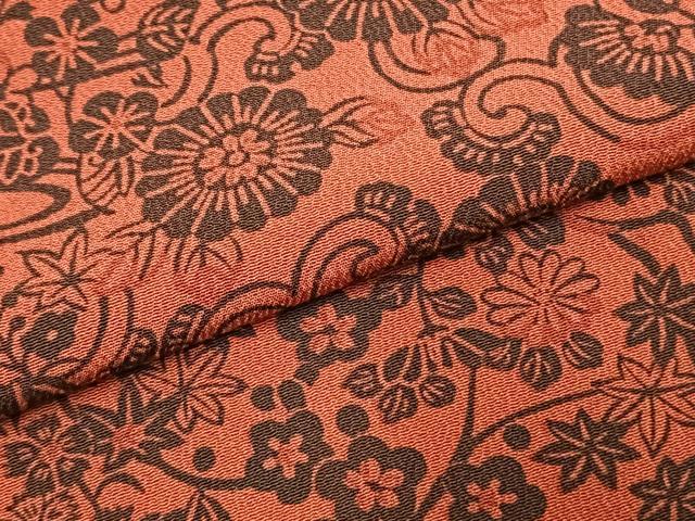 平和屋着物●上質な小紋 型染め 草花文 正絹 逸品 AABL2874fy
