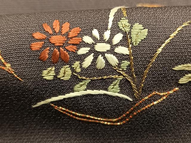 平和屋着物●訪問着 総刺繍 駒刺繍 草花文 金糸 正絹 逸品 AABL2875fy