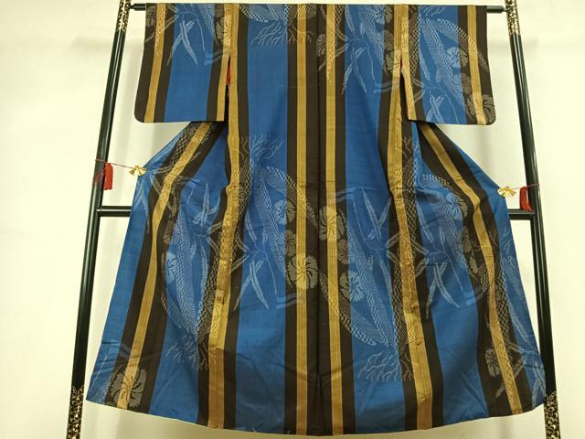 平和屋着物●アンティーク 大正ロマン 訪問着 紬地 草花文 正絹 逸品 AABL2879fy