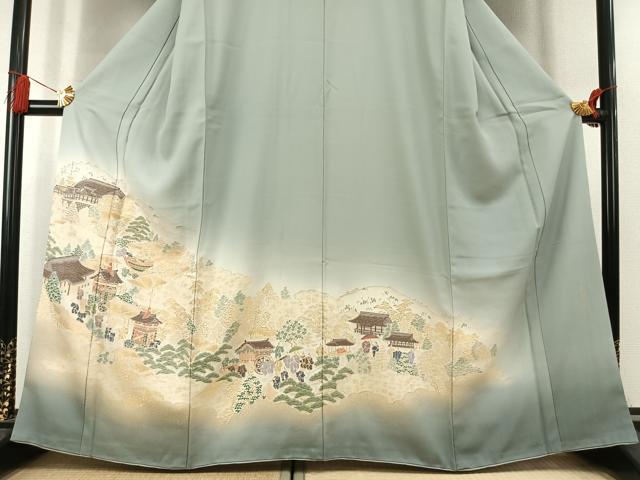 平和屋着物●豪華色留袖 寿光織 京洛絵巻 暈し染め 金糸 正絹 逸品 AABL2884fy