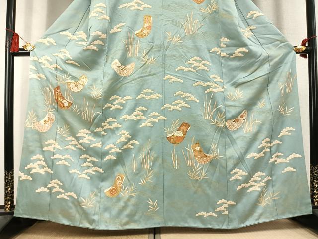 平和屋着物●訪問着 駒刺繍 熨斗花文 金彩 正絹 逸品 AABL2886fy