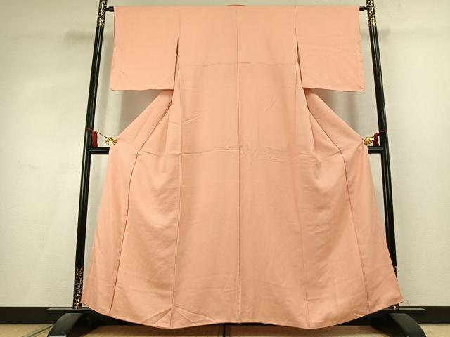 平和屋着物●上質な色無地 花尽くし地紋 赤香色 正絹 逸品 未使用 AABL2895fy