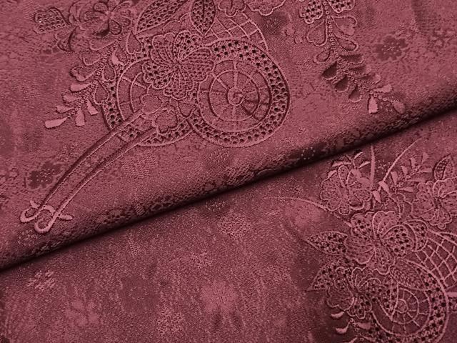 平和屋着物●無地絵羽訪問着 中国三大刺繍 スワトウ刺繍 汕頭刺繍 総刺繍 片輪車花文 蒲葡色 やまと誂製 正絹 逸品 AABL2899fy