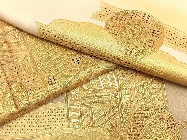 平和屋着物●訪問着 中国三大刺繍 スワトウ刺繍 汕頭刺繍 総刺繍 雲取り御所車文 暈し染め 正絹 逸品 AABL2914fy