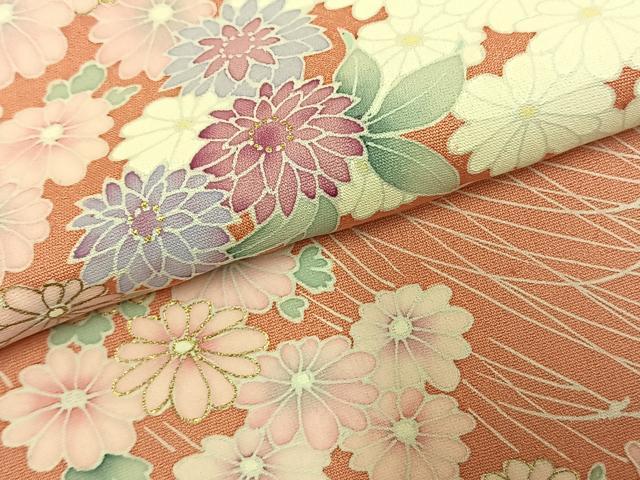 平和屋着物●訪問着 友禅 草花文 金彩 反端付き 正絹 逸品 AABL2918fy