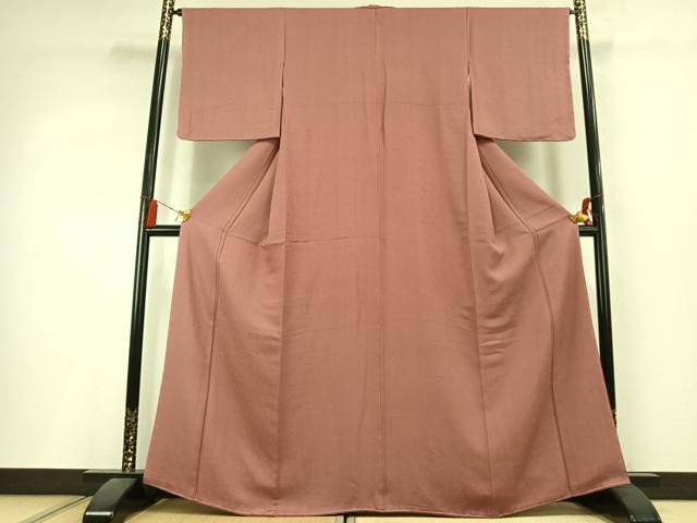 平和屋着物●上質な色無地 草花地紋 退紅色 正絹 逸品 未使用 AABL2922fy
