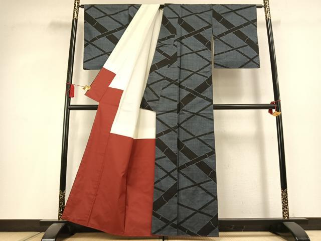 平和屋着物●本場大島紬 7マルキ 竹 正絹 逸品 未使用 AABL2926fy