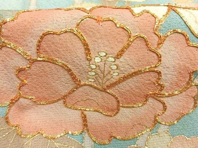 平和屋着物●訪問着 駒刺繍 草花文 暈し染め 金彩 正絹 逸品 AABL2927fy