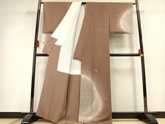 平和屋着物●湯谷文雄 訪問着 雪輪花文 暈し染め 金糸 金彩 正絹 逸品 AABL2936fy