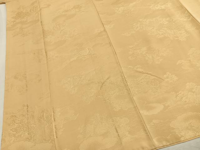 平和屋着物●上質な色無地 風景地紋 飴色 正絹 逸品 AABL2941fy