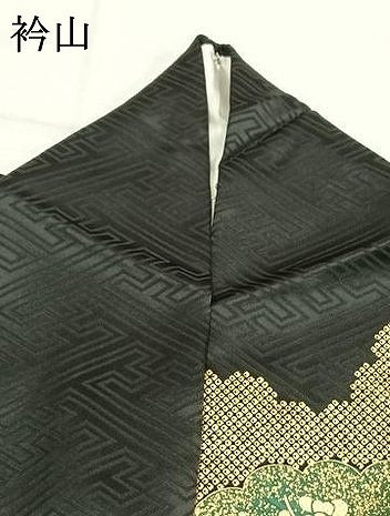 平和屋着物●訪問着 駒刺繍 雲取り花文 黒地 金銀彩 やまと誂製 正絹 逸品 AABL2945fy