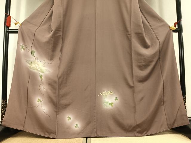 平和屋着物●訪問着 手描き 竹屋町刺繍 蔦の葉枝松文 暈し染め 金銀糸 正絹 逸品 AABL2946fy