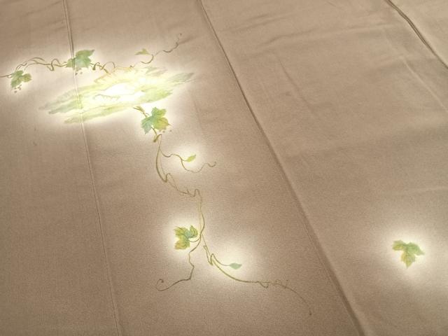 平和屋着物●訪問着 手描き 竹屋町刺繍 蔦の葉枝松文 暈し染め 金銀糸 正絹 逸品 AABL2946fy