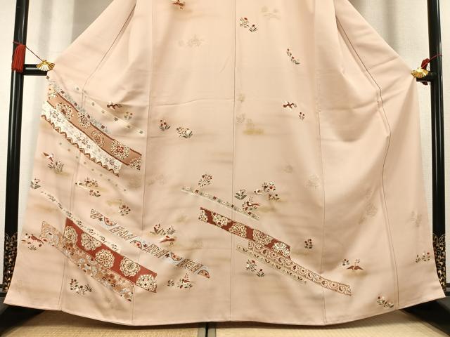 平和屋着物●訪問着 花鳥文 金銀彩 正絹 逸品 AABL2950fy