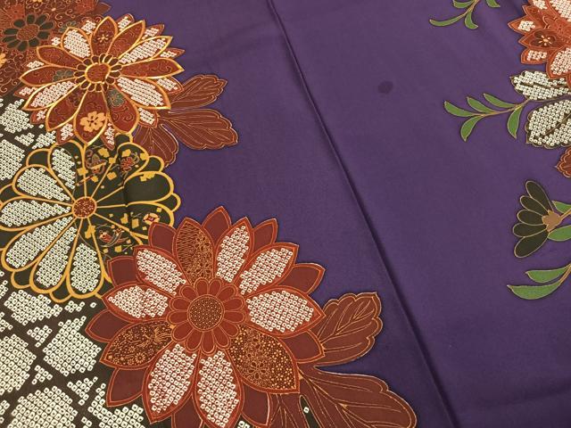 平和屋着物●豪華振袖 駒刺繍 草花文 正絹 逸品 AABL2952fy