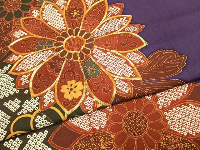 平和屋着物●豪華振袖 駒刺繍 草花文 正絹 逸品 AABL2952fy