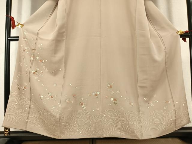 平和屋着物●訪問着 駒刺繍 立波花文 金彩 正絹 逸品 AABL2957fy