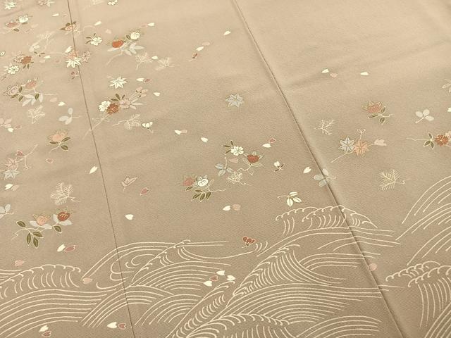 平和屋着物●訪問着 駒刺繍 立波花文 金彩 正絹 逸品 AABL2957fy
